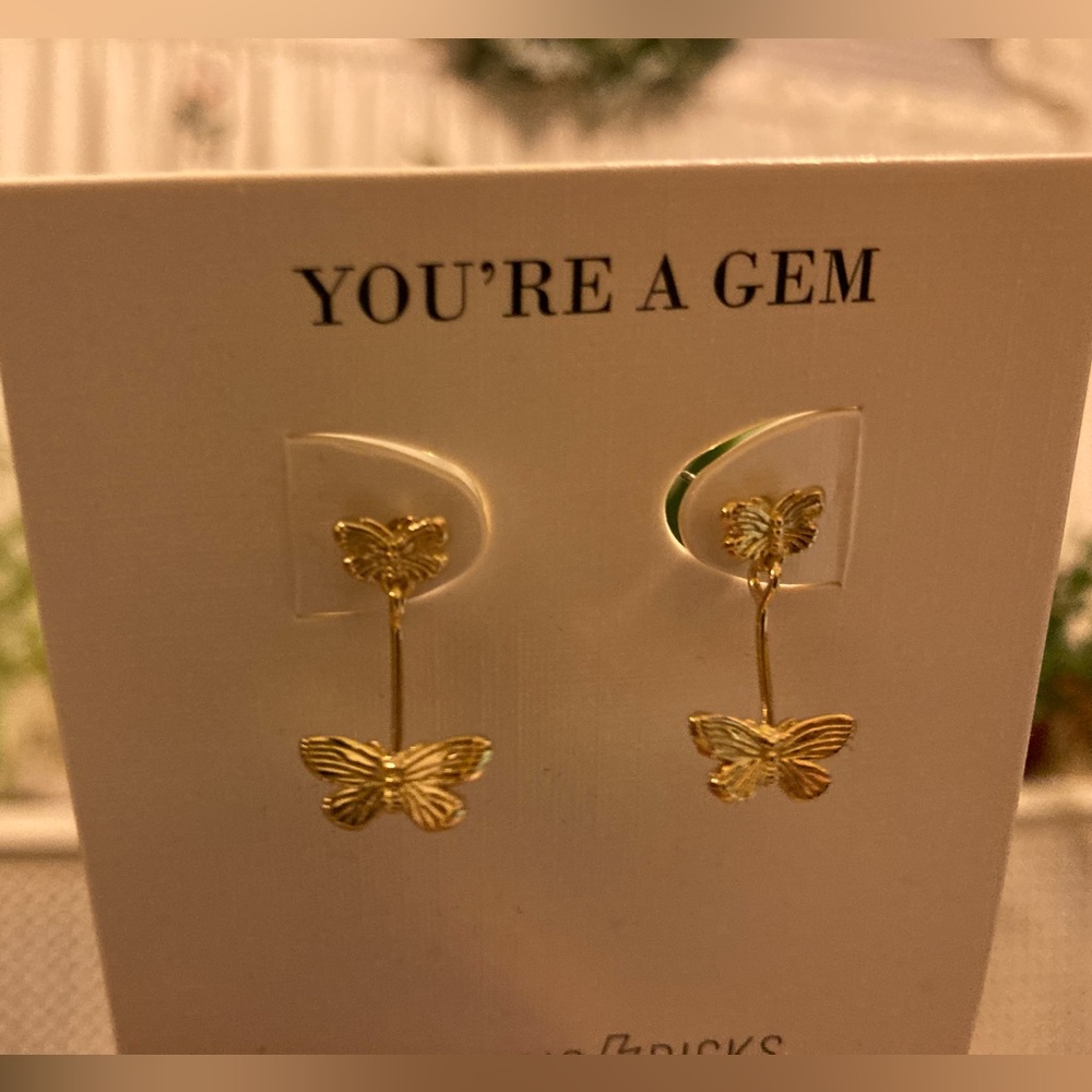 NWT Electric Picks Seraphina Earrings Butterfly Gold